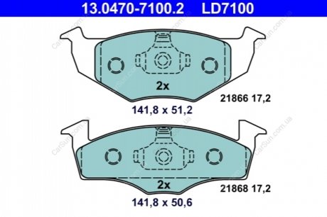 Комплект тормозных колодок, дисковый тормоз ATE 13.0470-7100.2 (фото 1)