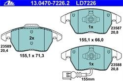 Комплект тормозных колодок, дисковый тормоз ATE 13.0470-7226.2