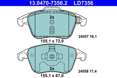 KLOCKI HAM. PEUGEOT P. 5008 1,2-1,6/1,6-2,0 HDI 09-17 CERAMIC ATE 13.0470-7356.2