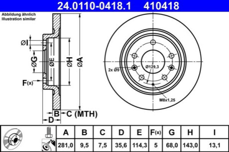 TARCZA HAM. MAZDA T. CX-3 1,5 D/2,0 15- ATE 24.0110-0418.1