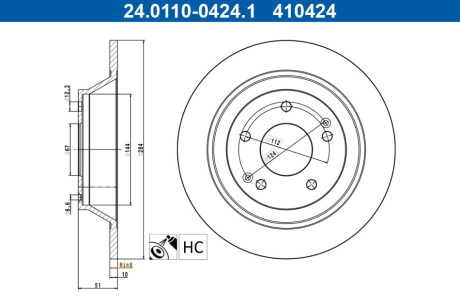 TARCZA HAM TYL 284X10 P ATE 24.0110-0424.1