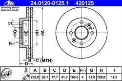 Гальмівний диск ATE 24.0120-0125.1 (фото 1)