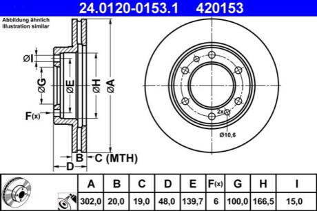 ПЕРЕДНИЙ ГАЛЬМУВАЛЬНИЙ ДИСК 302X20 V ATE 24.0120-0153.1