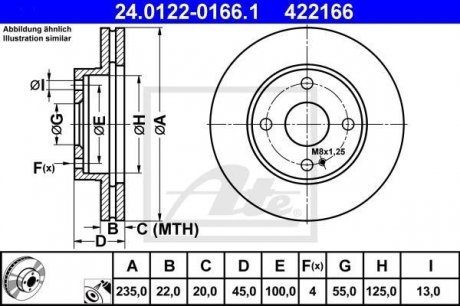 Тормозной диск ATE 24.0122-0166.1 (фото 1)