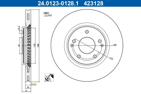 ПЕРЕДНИЙ ГАЛЬМУВАЛЬНИЙ ДИСК 298X23 V ATE 24.0123-0128.1