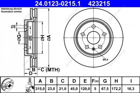 TARCZA HAM. OPEL T. INSIGNIA 1,5-2,0 4X4 17- ATE 24.0123-0215.1