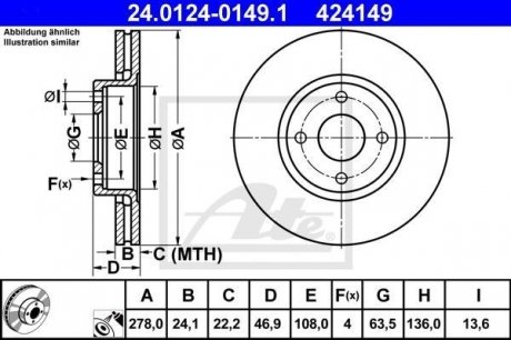 Тормозной диск ATE 24.0124-0149.1 (фото 1)