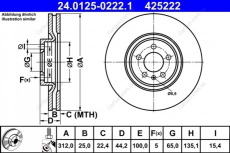 ПЕРЕДНИЙ ГАЛЬМУВАЛЬНИЙ ДИСК 312X25 V ATE 24.0125-0222.1