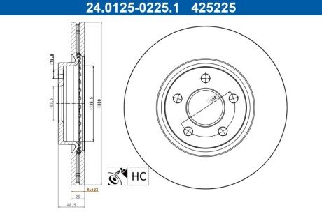 TARCZA HAM PRZOD 300X25 V ATE 24012502251