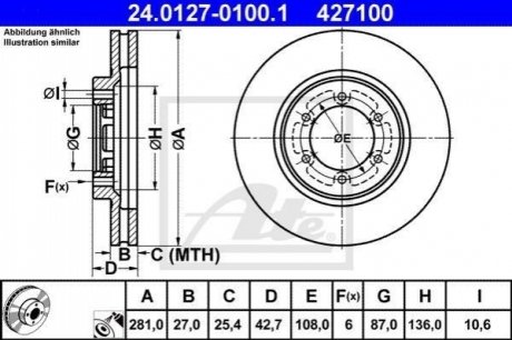 Гальмівний диск ATE 24.0127-0100.1 (фото 1)