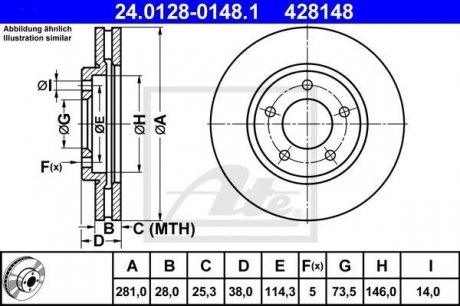Тормозной диск ATE 24.0128-0148.1 (фото 1)