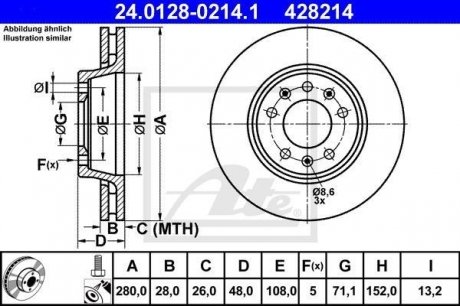 Гальмівний диск ATE 24.0128-0214.1 (фото 1)
