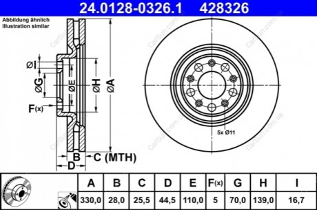 ПЕРЕДНИЙ ГАЛЬМУВАЛЬНИЙ ДИСК 330X28 V ATE 24.0128-0326.1