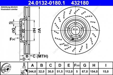 TARCZA HAM.PRZOD MERCEDES CLS C218 10- ATE 24.0132-0180.1