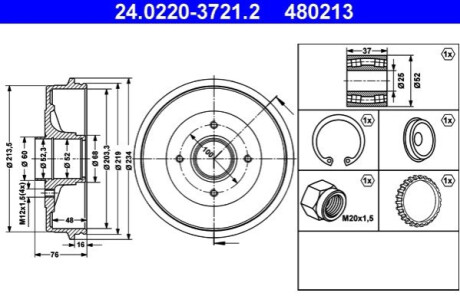 БЕН ХЕМ. RENAULT T. CLIO/MEGANE/THALIA 1.2-2.0 96- З ПІДШИПНИКОМ ABS ATE 24.0220-3721.2