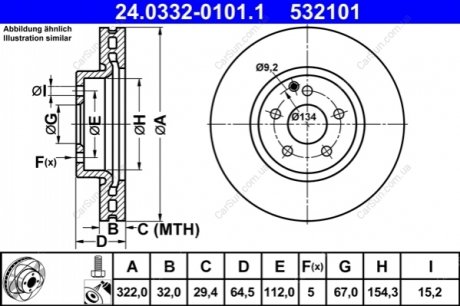 Тормозной диск ATE 24.0332-0101.1 (фото 1)