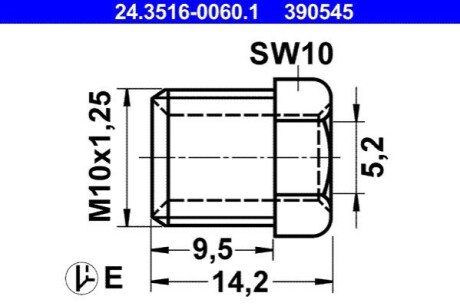 КІНЕЦЬ ГАЛЬМІВНОГО ШЛАНГУ. M10X1.25 ATE 24.3516-0060.1