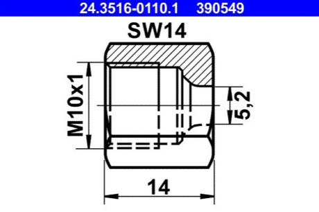 KOРіCР°WKA PRZEWODU HAM. NAKRРЃTKA M10X1 ATE 24.3516-0110.1