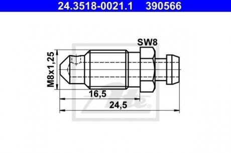 Болт воздушного клапана / вентиль ATE 24.3518-0021.1 (фото 1)