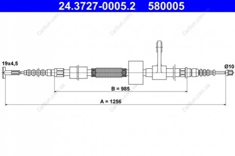 Трос, стояночная тормозная система ATE 24.3727-0005.2