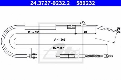 Трос, стояночная тормозная система ATE 24.3727-0232.2 (фото 1)