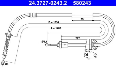 ГАЛЬМІВНИЙ ТРОС. RUCZ. MINI T. CLUBMAN 07-14 PR ATE 24.3727-0243.2