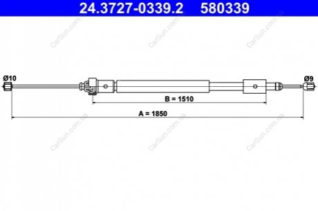 Трос, стояночная тормозная система ATE 24.3727-0339.2 (фото 1)