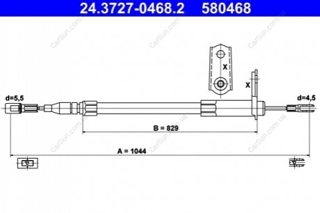 Трос, стояночная тормозная система ATE 24.3727-0468.2 (фото 1)
