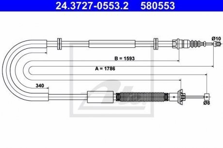 Трос, стояночная тормозная система ATE 24.3727-0553.2 (фото 1)