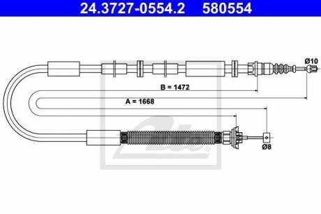 Трос, стояночная тормозная система ATE 24.3727-0554.2 (фото 1)