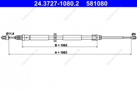 Тросовий привод, стоянкове гальмо ATE 24.3727-1080.2