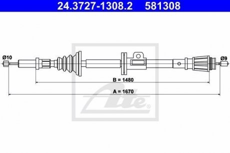 Трос, стояночная тормозная система ATE 24.3727-1308.2 (фото 1)