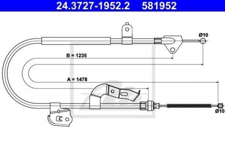 Трос, стояночная тормозная система ATE 24.3727-1952.2