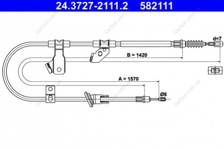 Трос, стояночная тормозная система ATE 24.3727-2111.2