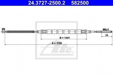 Трос, стояночная тормозная система ATE 24.3727-2500.2 (фото 1)
