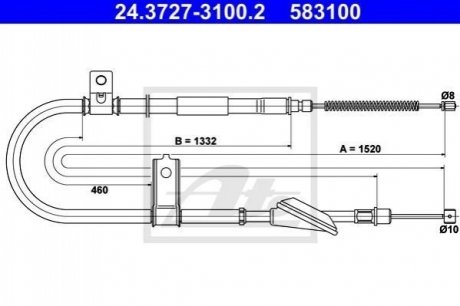 Трос, стояночная тормозная система ATE 24.3727-3100.2 (фото 1)