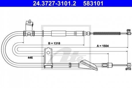 Трос, стояночная тормозная система ATE 24.3727-3101.2 (фото 1)