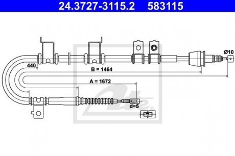Трос, стояночная тормозная система ATE 24.3727-3115.2 (фото 1)