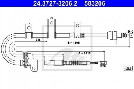 Трос, стояночная тормозная система ATE 24.3727-3206.2 (фото 1)