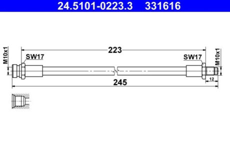 PRZEWOD HAM.TYL L/P ZEW. ATE 24.5101-0223.3