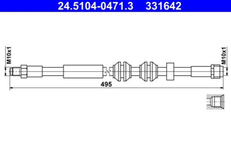 ELAST ГАЛЬМІВНИЙ ШЛАНГ ПЕРЕДНИЙ Л/П ATE 24.5104-0471.3