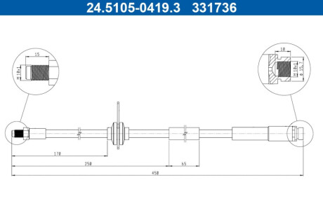 ГАЛЬМІВНИЙ ТРОС ЕЛАСТИЧНИЙ. FORD T. FOCUS 11- LE/PR ATE 24.5105-0419.3 (фото 1)