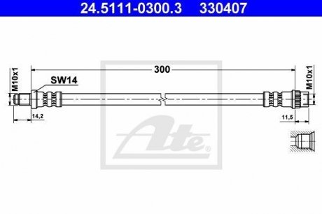 Шланг тормозной ATE 24.5111-0300.3 (фото 1)