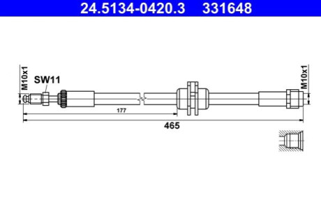 ГАЛЬМІВНИЙ ТРОС ЕЛАСТИЧНИЙ. BMW P. 1/2/X1/X2 1.5-2.0 14- LE/PR ATE 24.5134-0420.3