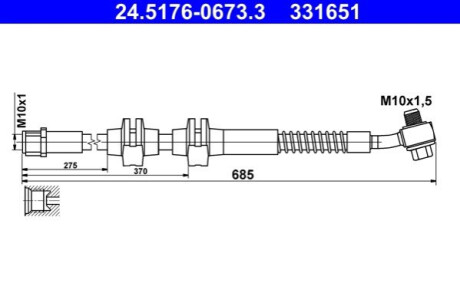 PRZEWOD HAM.PRZOD LEWY ATE 24.5176-0673.3