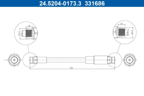 ГАЛЬМІВНИЙ ТРОС ЕЛАСТИЧНИЙ. VW T. POLO/T-CROSS/TAIGO 1.0-2.0 17- LE/PR ATE 24.5204-0173.3