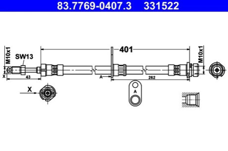 PRZEWР°D HAM. ELAST. FORD T. TRANSIT 1,0-1,6 13- LE ATE 83.7769-0407.3