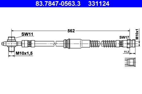 Шланг тормозной ATE 83.7847-0563.3 (фото 1)