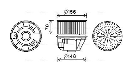 Dmuchawa pasuje do: FORD C-MAX II, FOCUS III, GRAND C-MAX, KUGA II, TOURNEO CONNECT V408 NADWOZIE WIELKO, TRANSIT CONNECT, TRANSIT CONNECT V408/MINIVAN 1.0-Electric 04.10- AVA COOLING FD8631