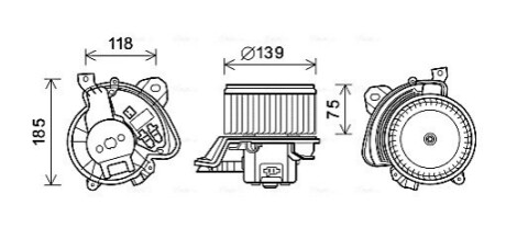 Dmuchawa pasuje do: ABARTH GRANDE PUNTO, PUNTO, PUNTO EVO FIAT GRANDE PUNTO, LINEA, PUNTO, PUNTO EVO OPEL ADAM, CORSA D, CORSA E 0.9-1.9D 06.05- AVA COOLING FT8433